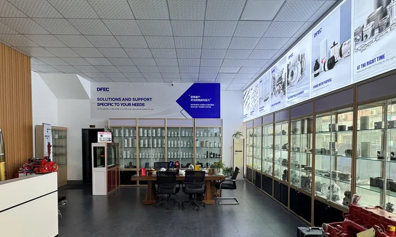 Showroom cabinets with sample parts